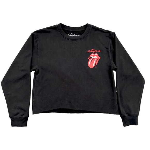 Rolling‎ Stones Cropped Long Sleeve Shirt Womens Size Small/Medium Rock Band - Picture 1 of 6